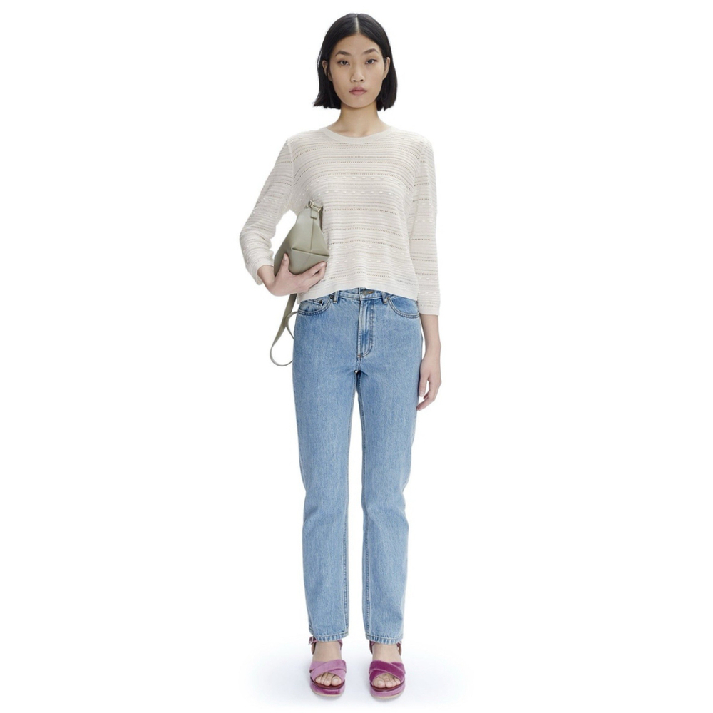 A.P.C. Rue Madame Paris Isae White Silk Knit Sweater M Minimalist Luxury Capsule